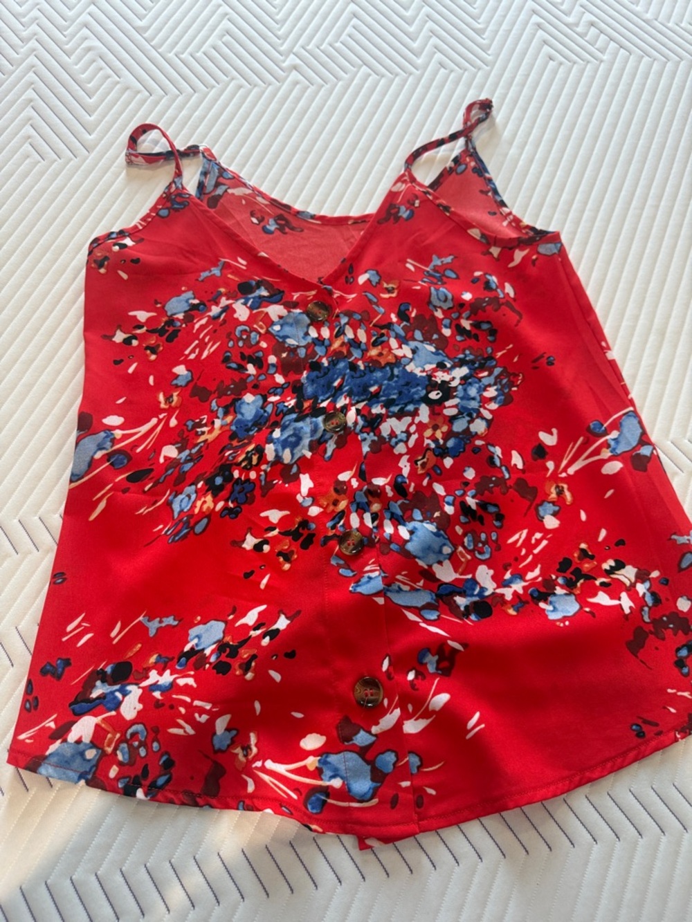 Red Floral Button-Front Cami Tank